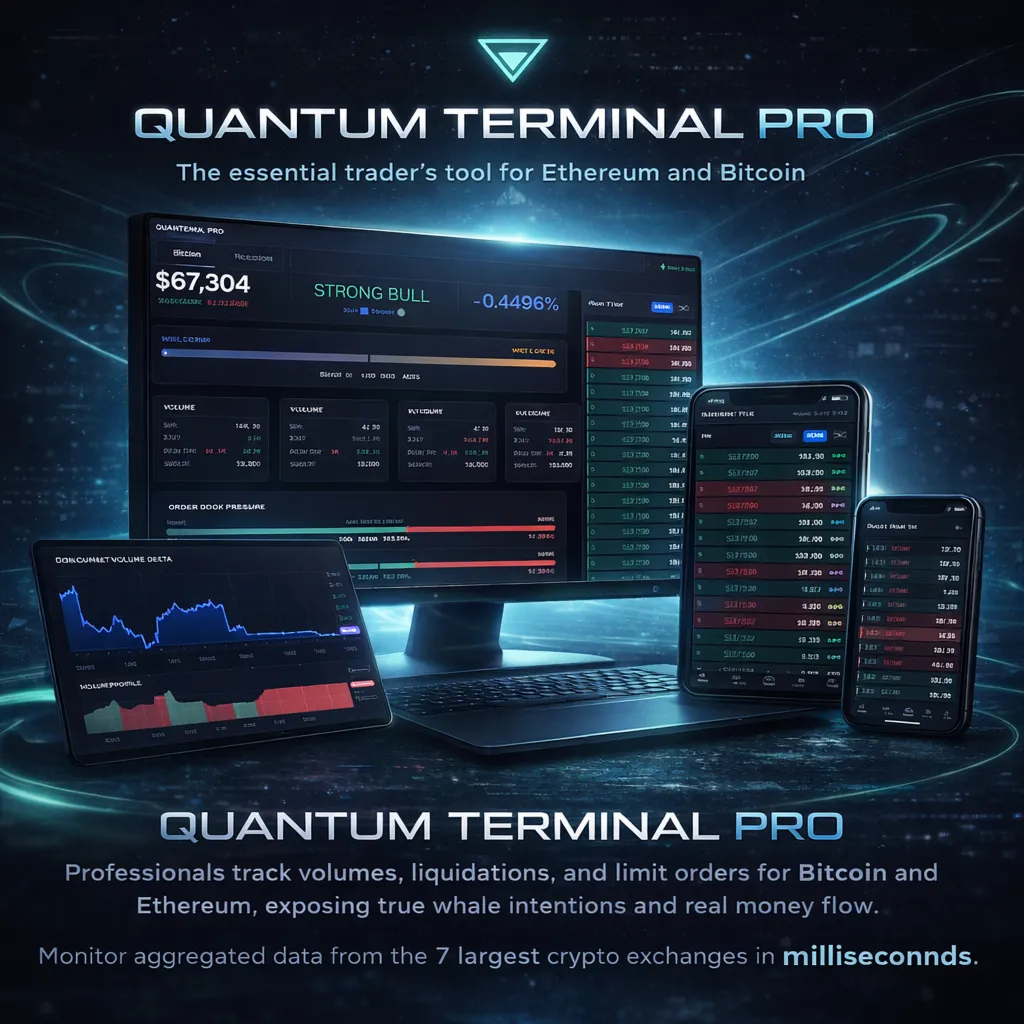 Quantum Terminal Pro -  агрегатор рыночных данных криптобирж для Bitcoin и Ethereum.