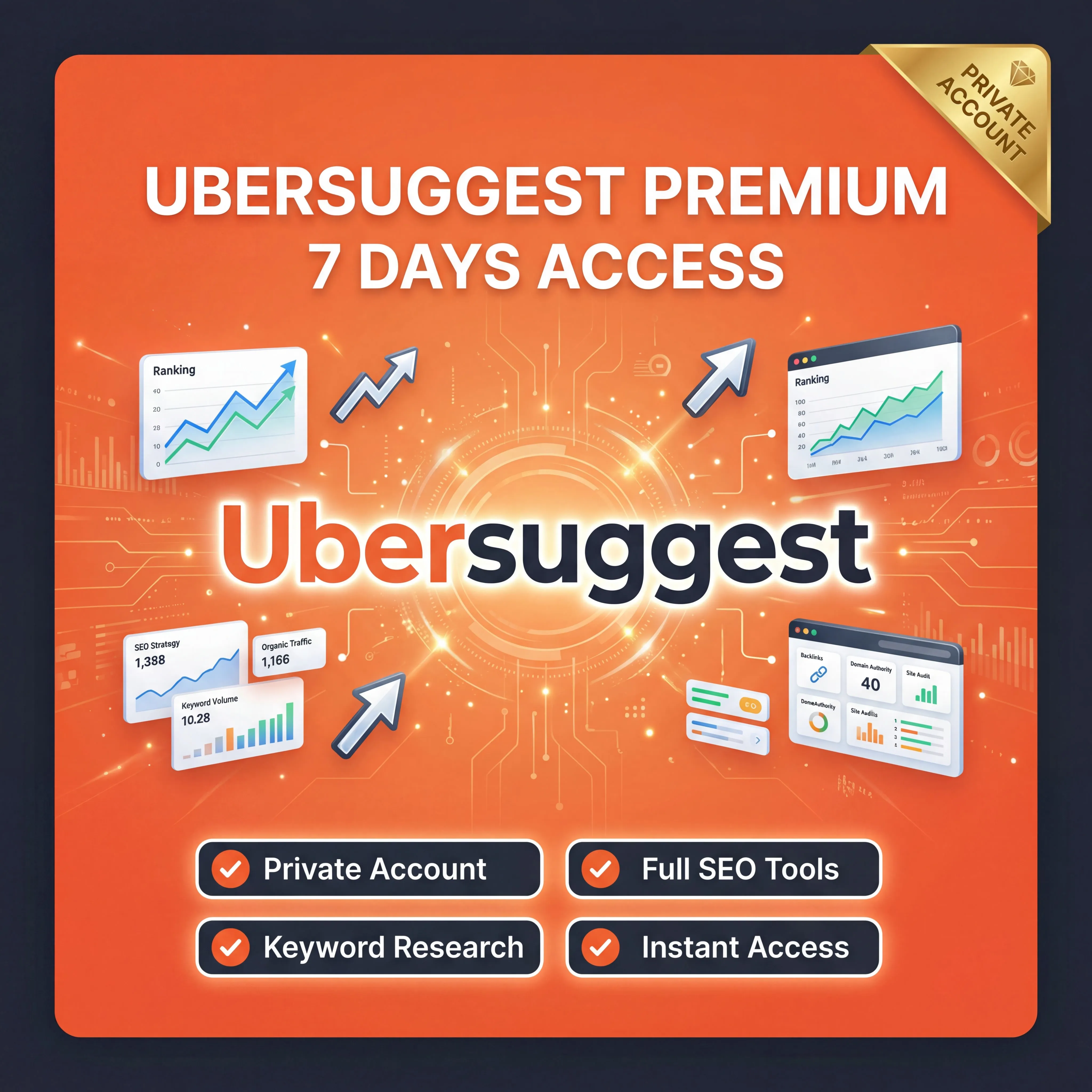 Ubersuggest Premium 7-дневный пробный доступ | Приватный аккаунт