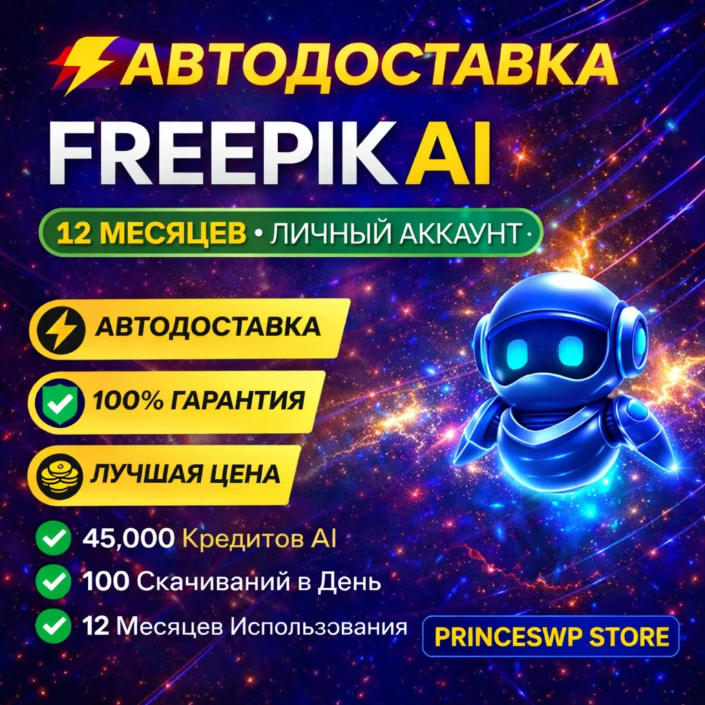 AUTO | Freepik AI 45,000 Кредитов | 100 Загрузок в День | 12 Месяцев | Ваш Аккаунт