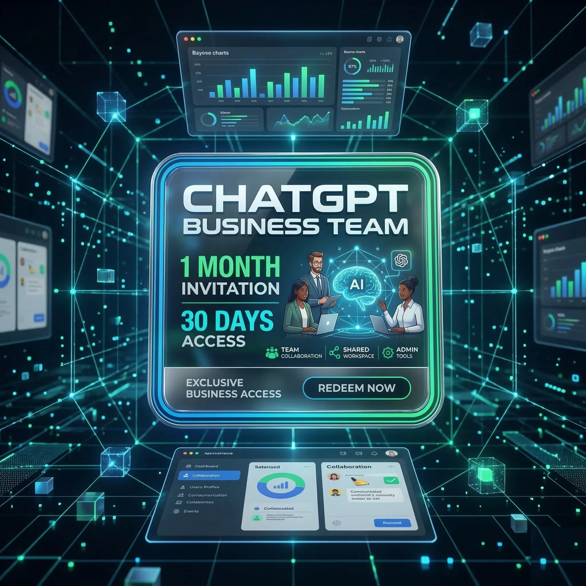 Приглашение в бизнес-команду ChatGPT на 1 месяц (30 дней)