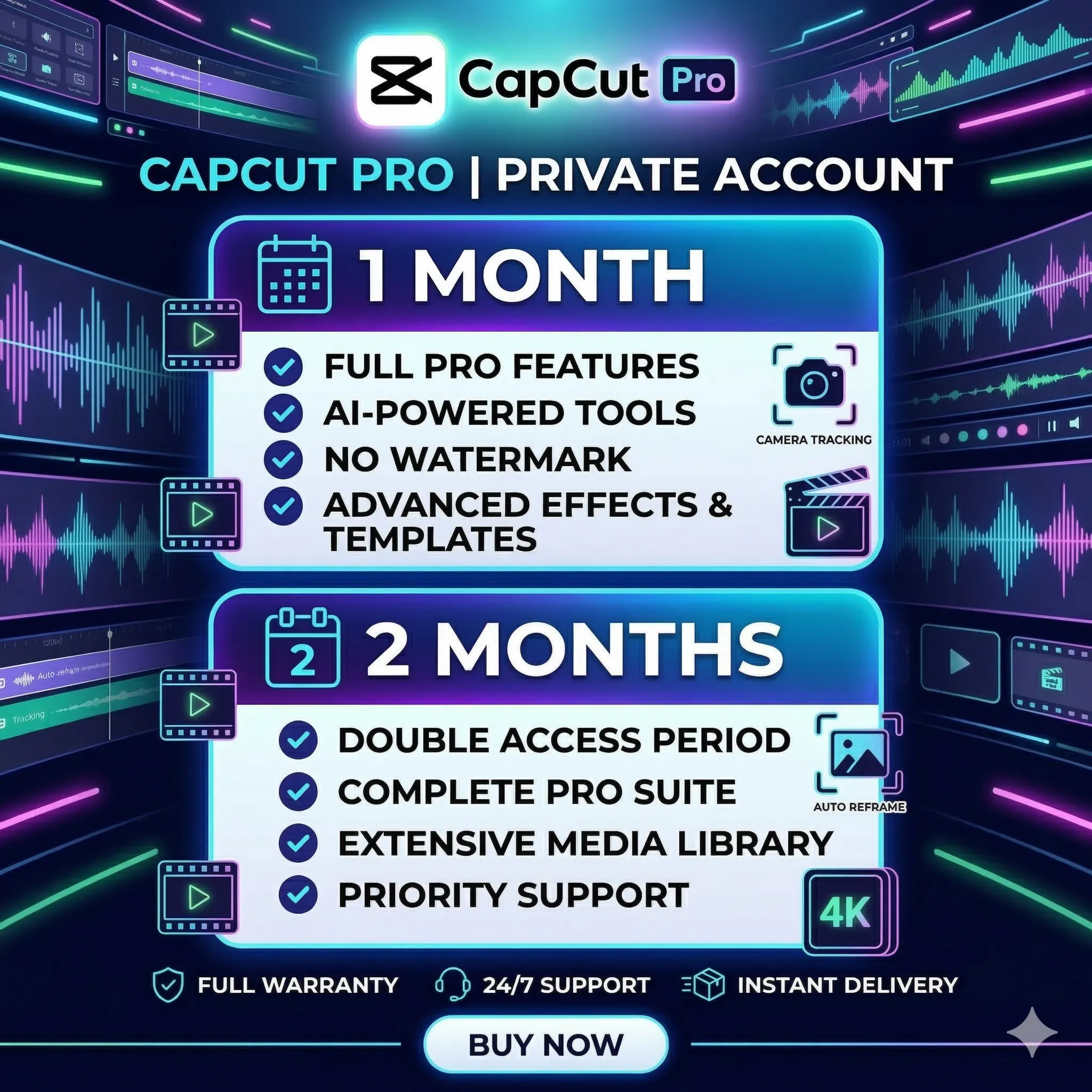 Личный аккаунт Capcut Pro на 1/2 месяца