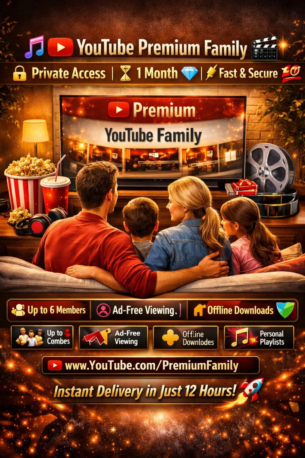  YouTube Premium Family  |  Приватный доступ | ⏳ 1 месяц  |  Быстро 