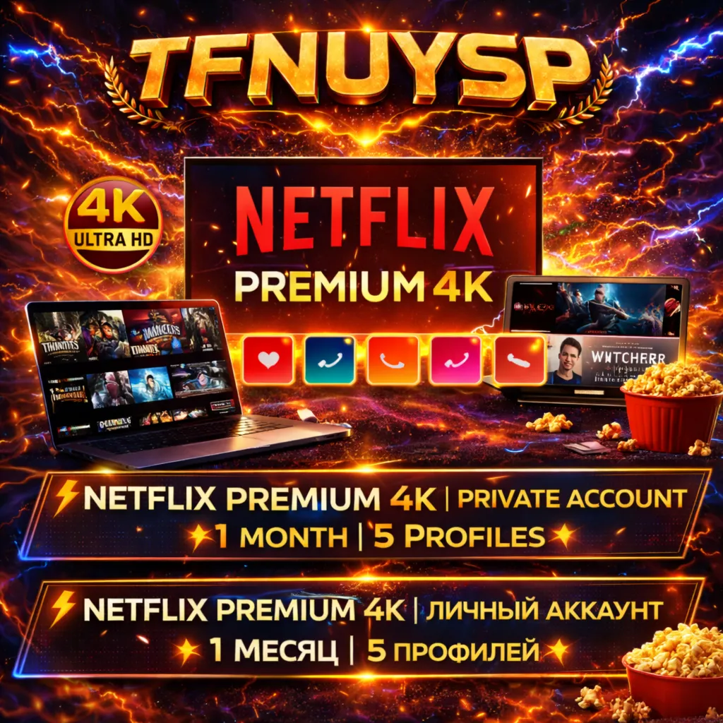 🔥 Netflix Premium 4K | Личный Аккаунт | 1 Месяц | 5 Профилей