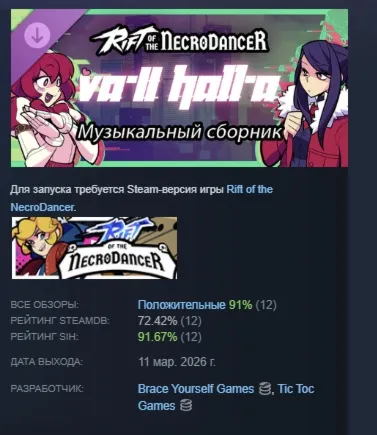 Rift of the NecroDancer: Музыкальный сборник VA-11 Hall-A АВТОДОСТАВКА STEAM РОССИЯ