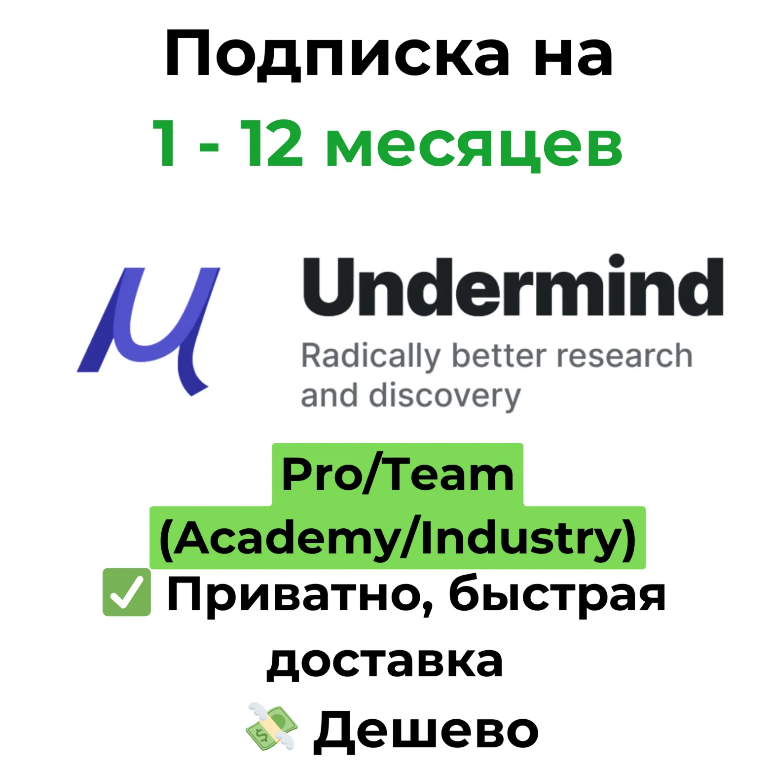 Подписка Undermind AI | undermind.ai | Pro/Team 1 месяц