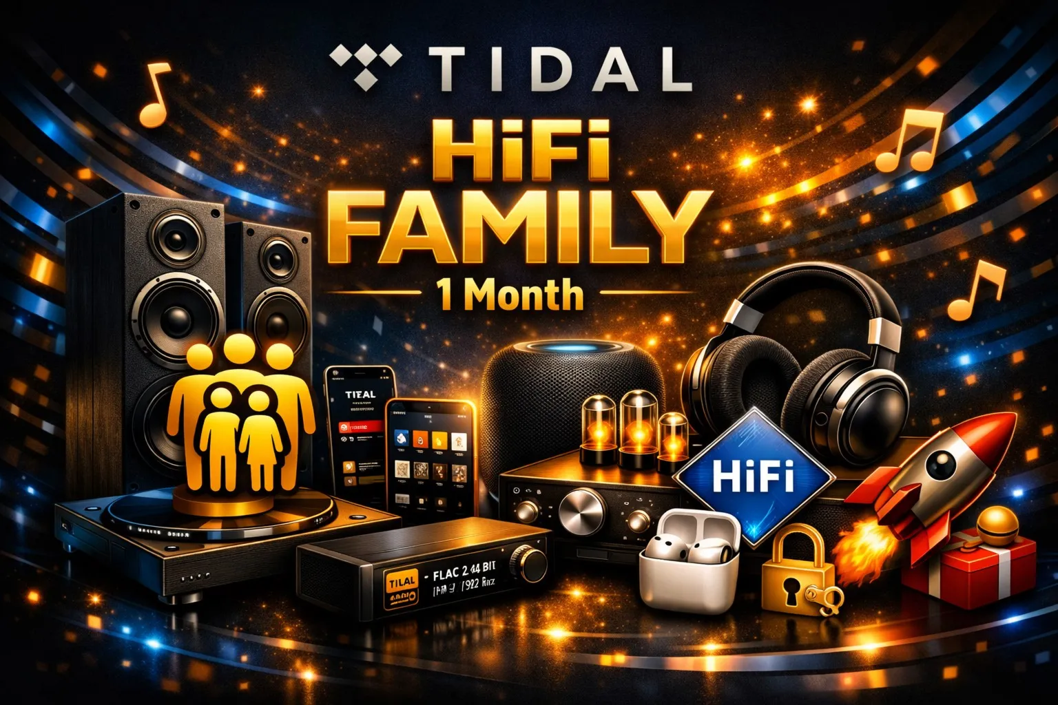  TIDAL HiFi PLUS FAMILY – 1 месяц  | 6 участников • Ultra HD звук 