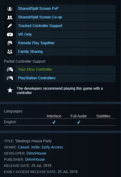 STEAM KEY - Takelings House Party - [РФ + REGION FREE/GLOBAL] - Автодоставка