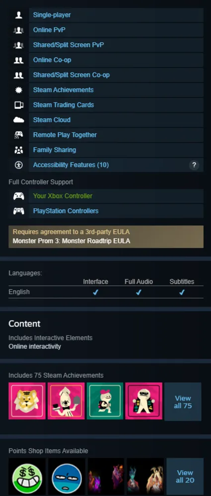 STEAM KEY - Monster Prom 3: Monster Roadtrip - [РФ + REGION FREE/GLOBAL] - Автодостав
