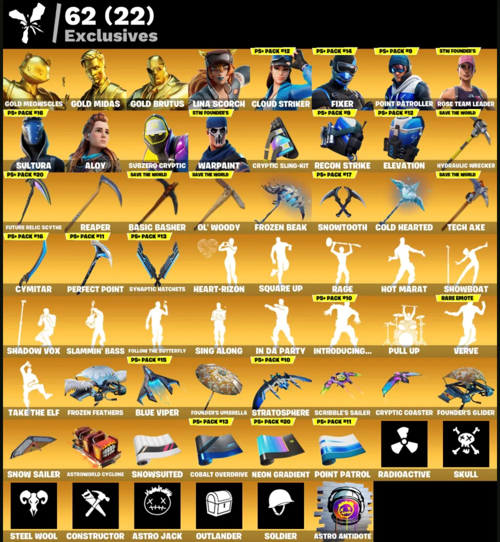 FN OG STW (ALL PLATFORMS) • 100 skins