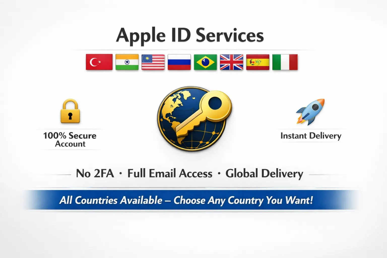 Apple ID  ????????????????????????????????????????????????????????Global Delivery Приватный доступ • Без 2FA