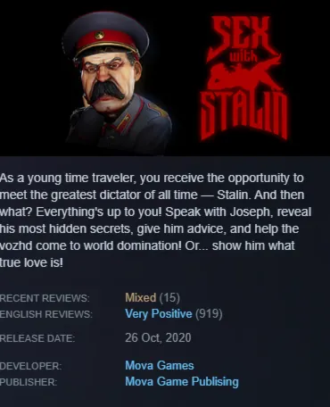 STEAM KEY - Sex with Stalin (18+) - [РФ + REGION FREE/GLOBAL] - Автодоставка