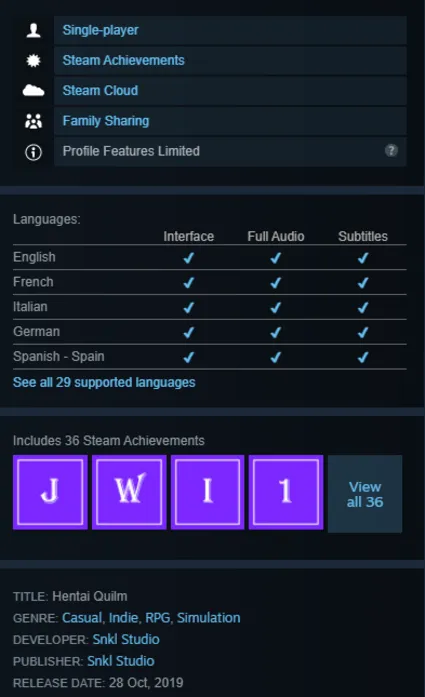 STEAM KEY - Hentai Quilm (18+) - [РФ + REGION FREE/GLOBAL] - Автодоставка