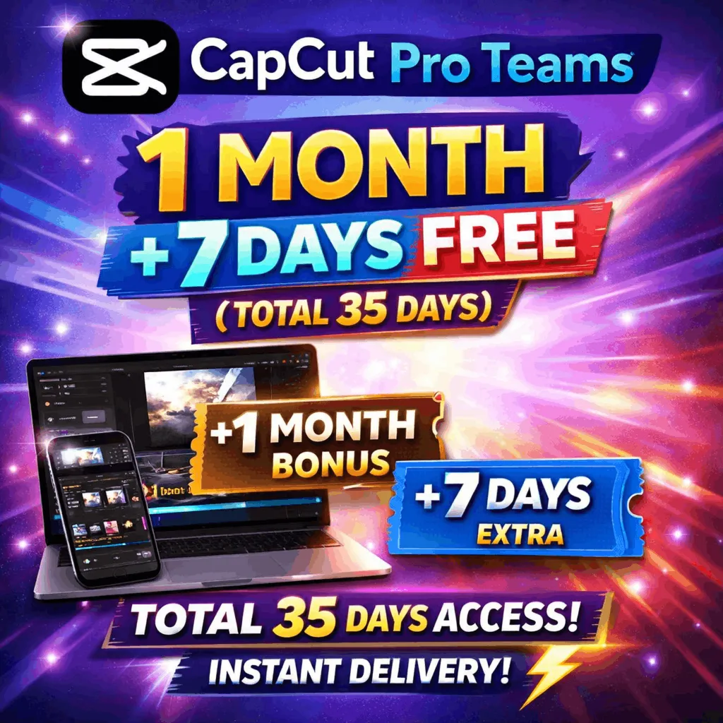 CapCut Pro Teams – 1 месяц + 7 дней бонуса 🎁 | Быстрая доставка ⚡