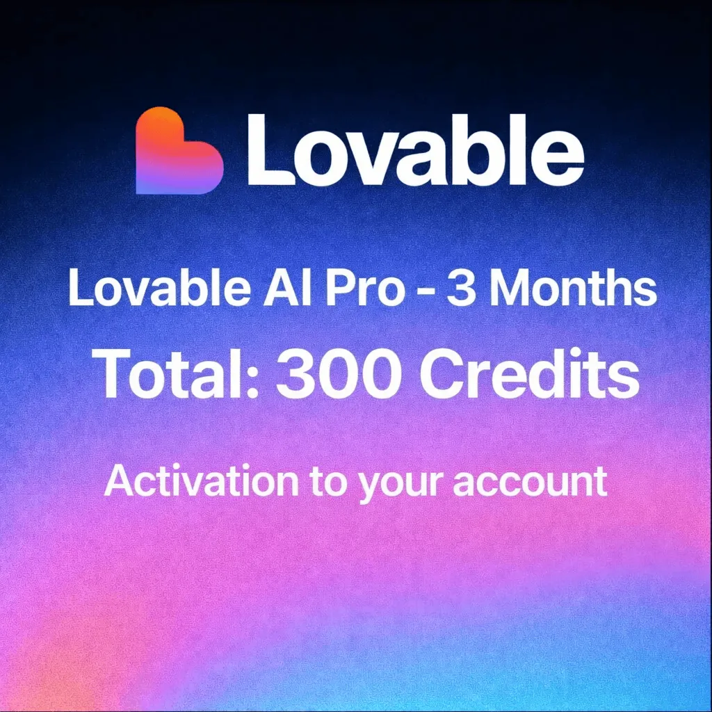 Lovable AI Pro — 3-Month | Activation to your account - Total 300 Credits