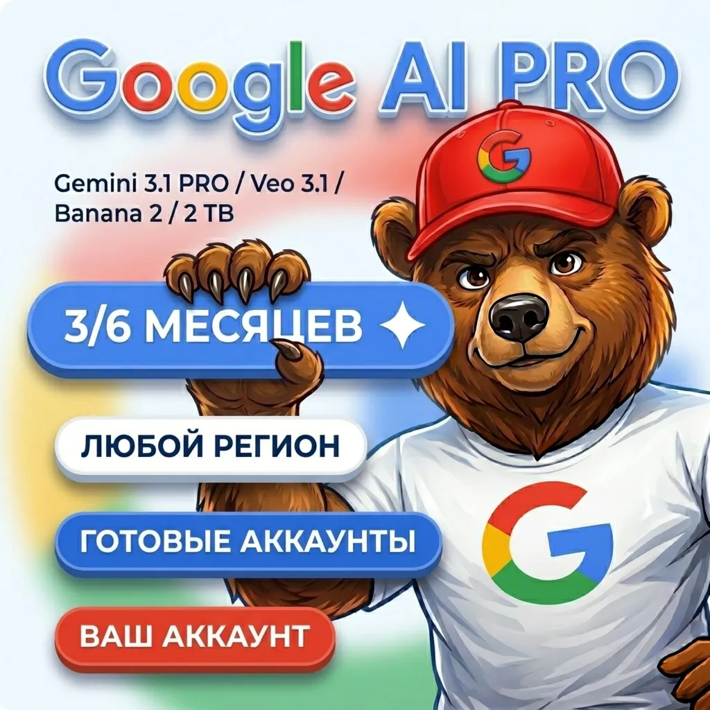 Официальная подписка  Google AI Pro 3/6 месяца |Gemini 3.1, Nano Banana Pro 2 Flow