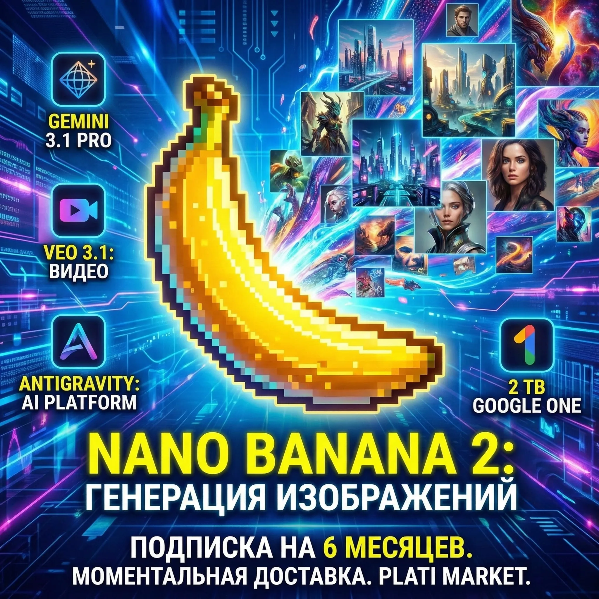 Nano Banana 2 | Gemini 3.1 Pro (AI Premium) | 6 Месяцев | На ВАШ аккаунт | БЕЗ ПАРОЛЯ