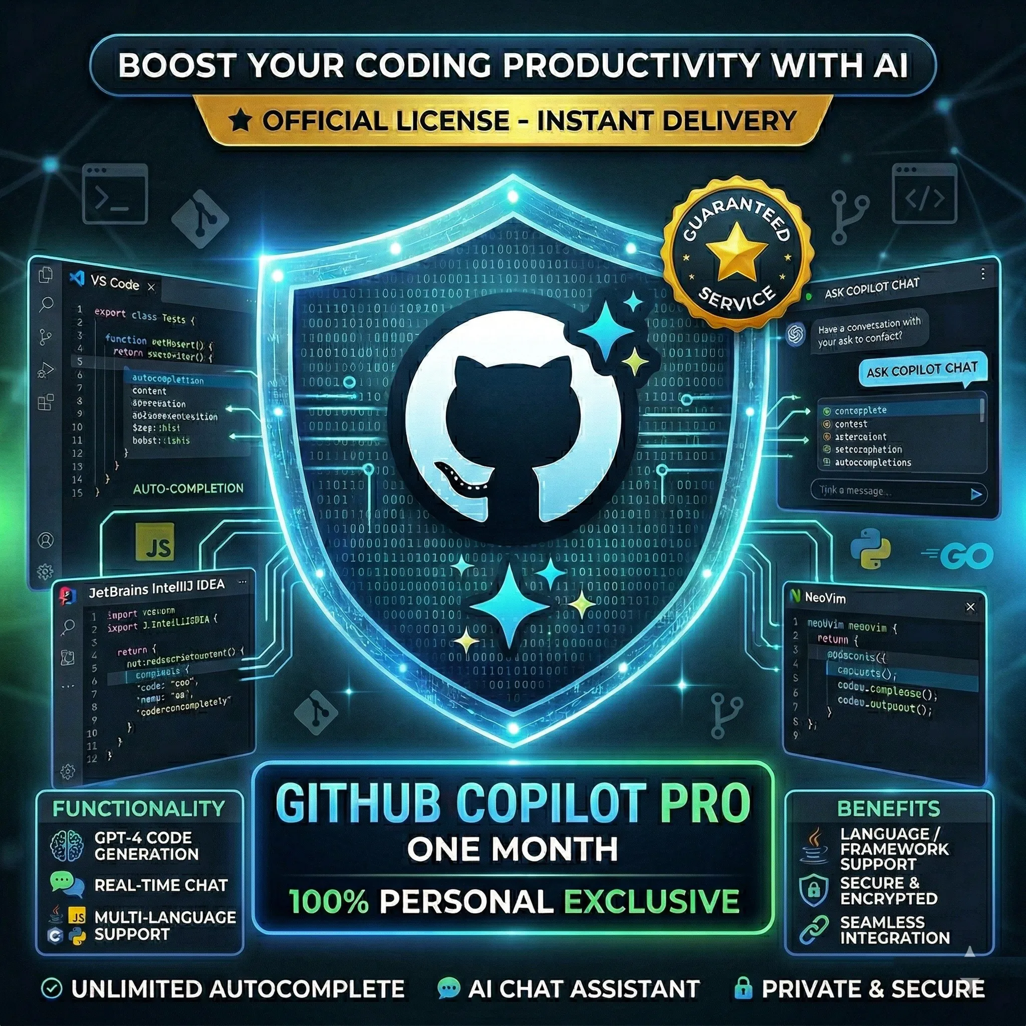 GitHub Copilot Pro 1 месяц|личный аккаунт|30 дней эксклюзивного доступа