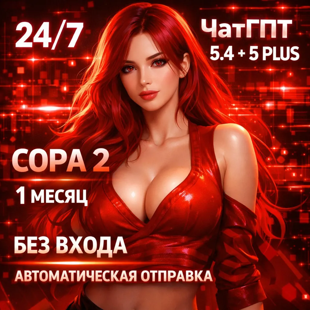 (БЕЗ ЛОГИНА) ChatGPT 5.4 + 5 PLUS + SORA 2 | ПОПОЛНЕНИЕ | 1 Месяц | БЕЗ ВХОДА