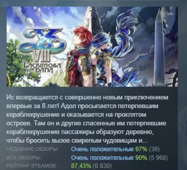 Ys VIII: Lacrimosa of DANA АВТОДОСТАВКА STEAM РОССИЯ