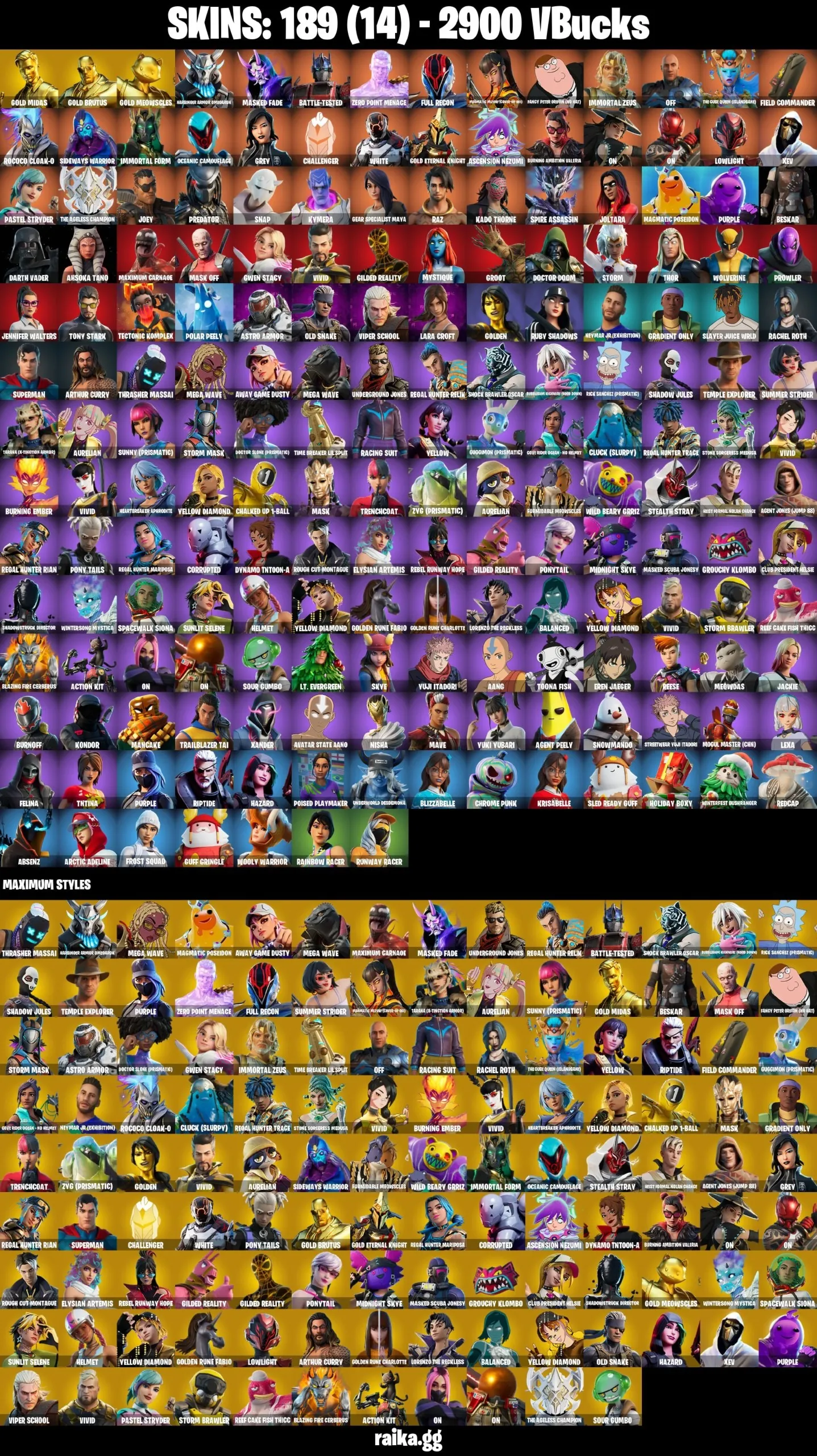 [PC/PSN/XBOX] 189 skins | Gold Midas | Gold Brutus | Gold Meowscles | Harbinger Armor