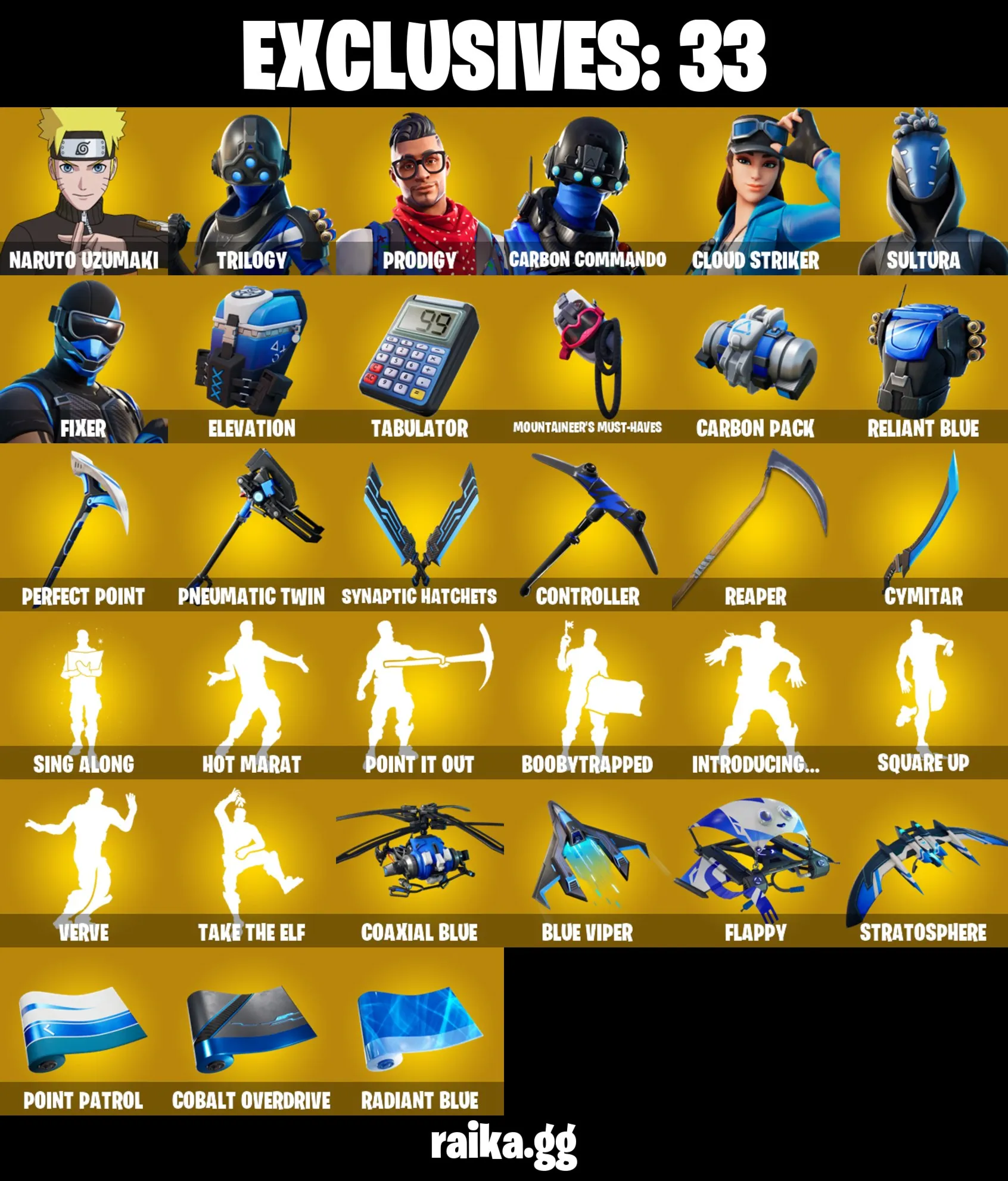 [PC/PSN/XBOX] 107 skins | Naruto Uzumaki | Trilogy | Prodigy | Carbon Commando | Clou