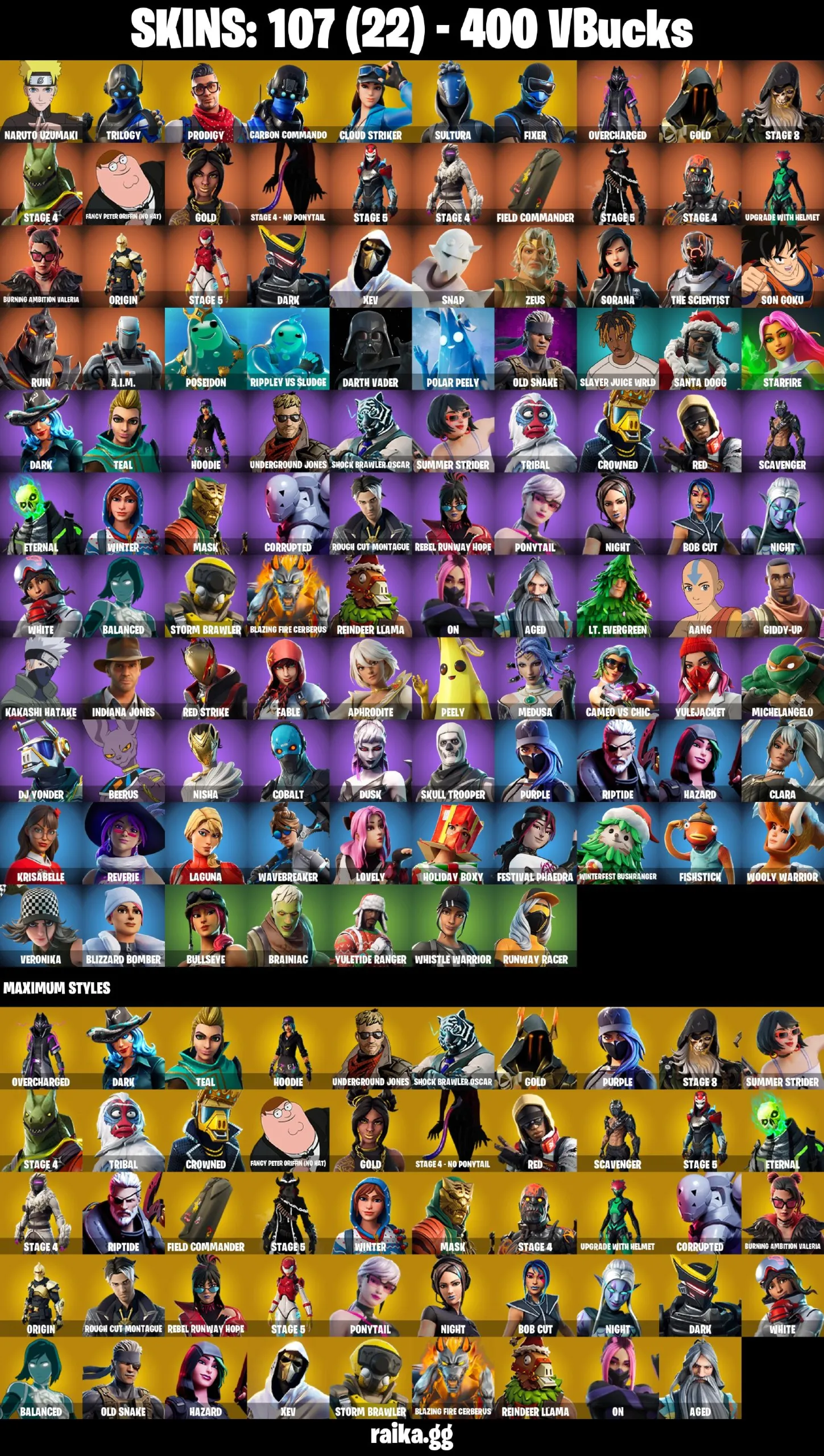 [PC/PSN/XBOX] 107 skins | Naruto Uzumaki | Trilogy | Prodigy | Carbon Commando | Clou