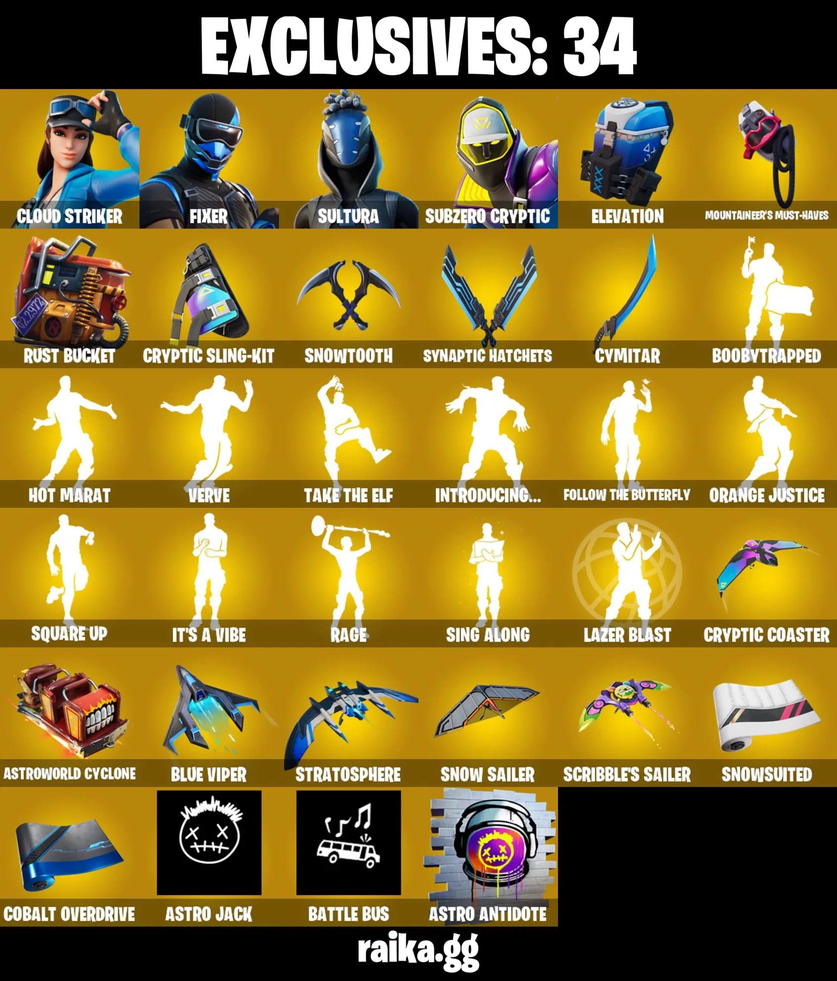 [PC/PSN/XBOX] 56 skins | Cloud Striker | Fixer | Sultura | Subzero Cryptic | STAGE 5