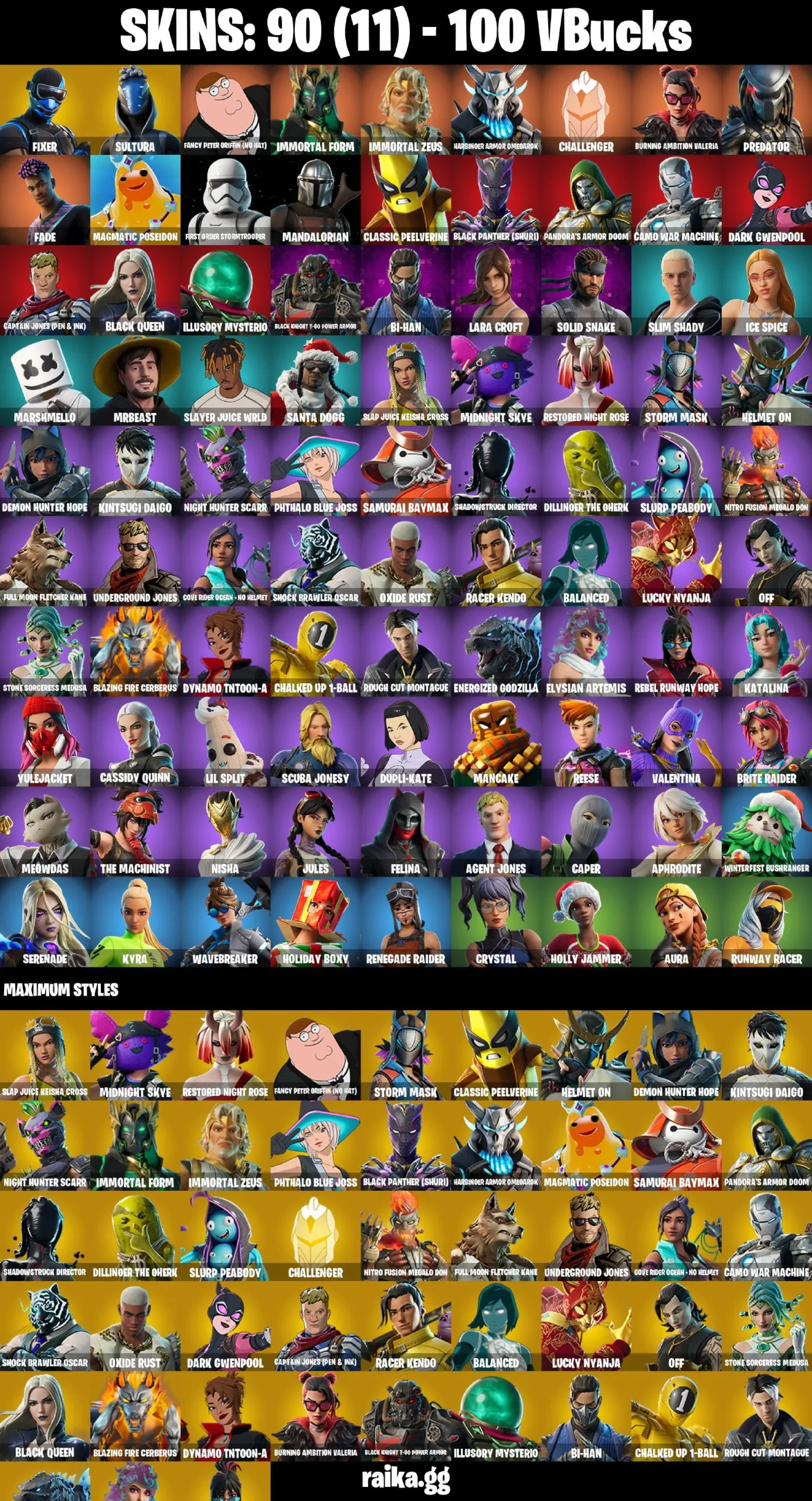 [PC/PSN/XBOX] 90 skins | Renegade Raider | Fixer | Sultura | Fancy Peter Griffin (No