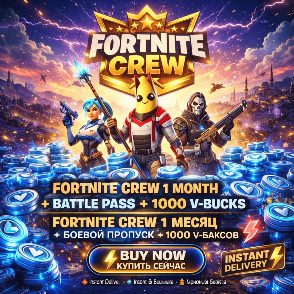 FORTNITE CREW 1 Месяц + Боевой пропуск + 1000 V‑Баксов ⚡ Мгновенная доставка