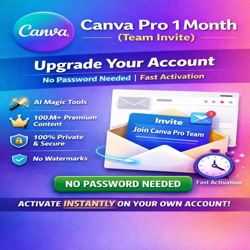 Canva Pro 1 Month (Team Invite) – Upgrade Your Account | No Password Needed | Fast Ac