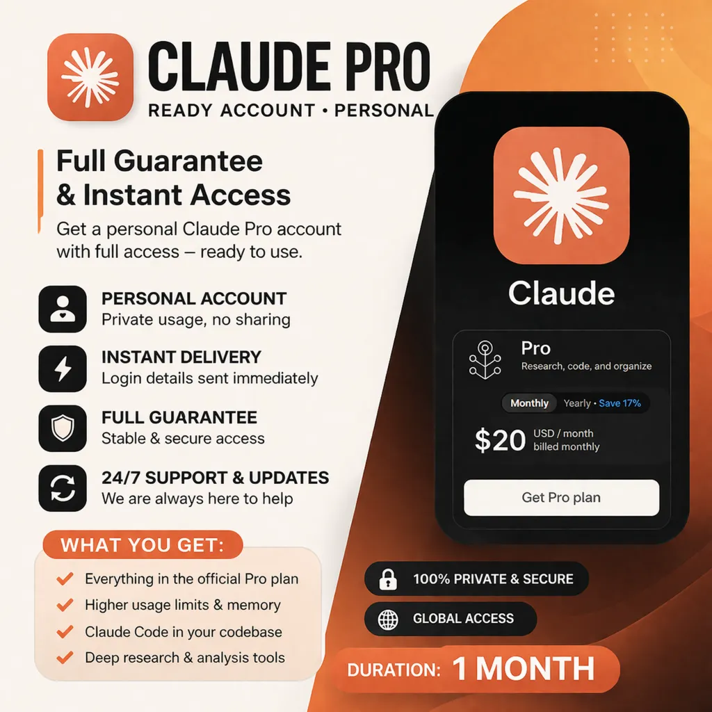 Персональный аккаунт Claude Pro с полной гарантией.