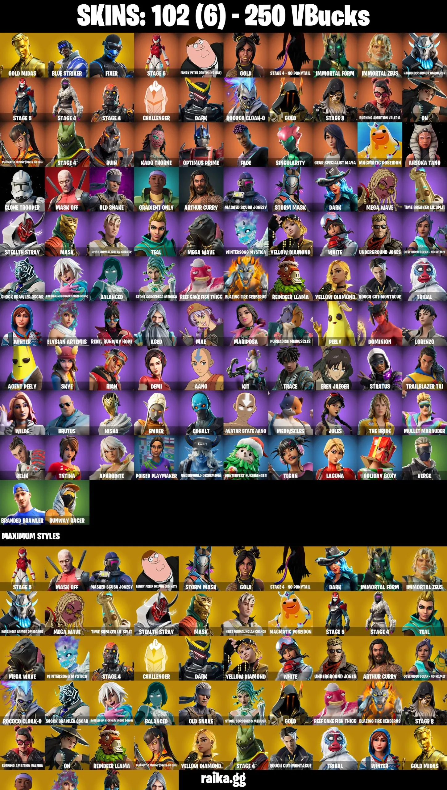 [PC/PSN/XBOX] 102 skins | Gold Midas | Blue Striker | Fixer | STAGE 5 | Fancy Peter G