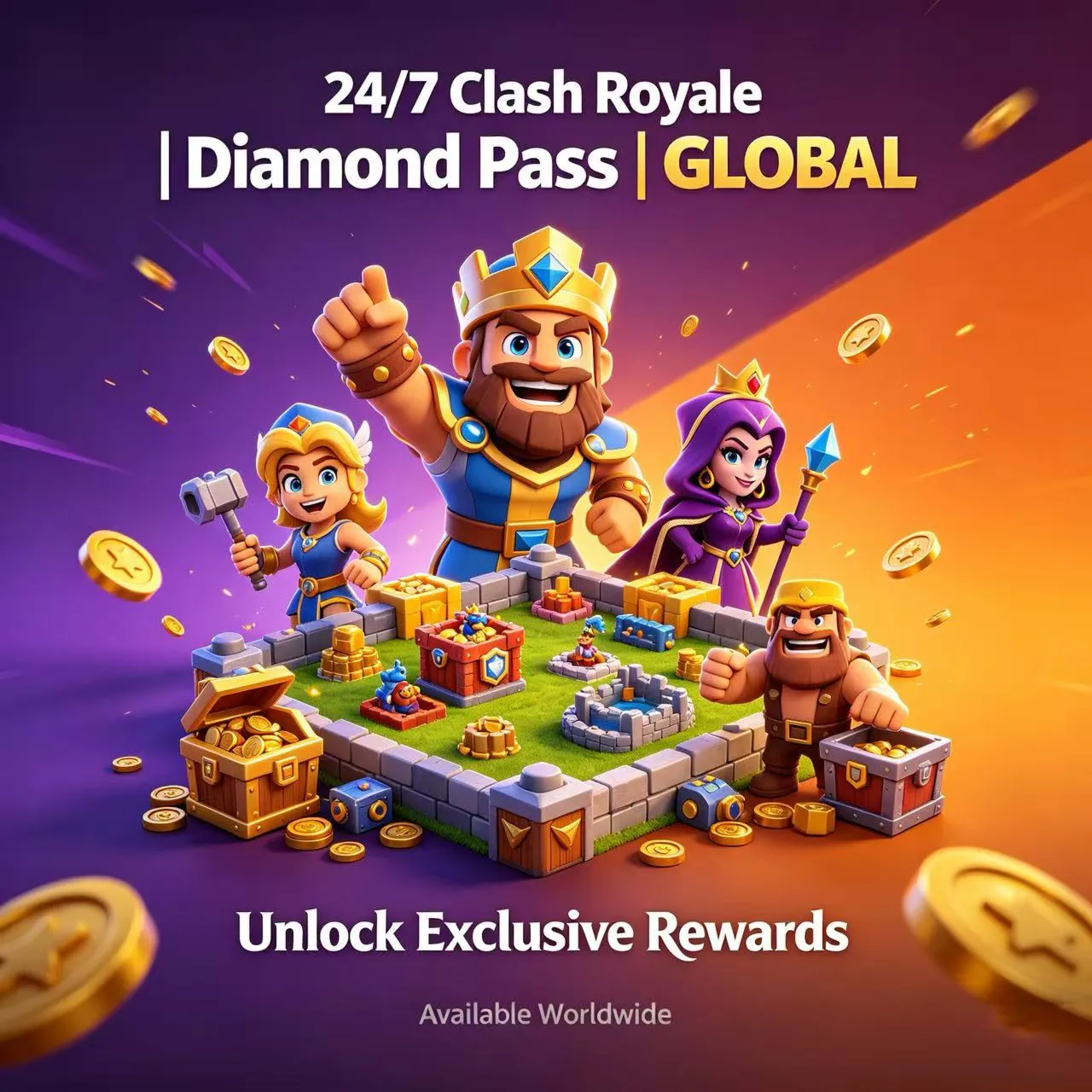 Clash Royale 24/7 | Алмазный пропуск | Глобальная версия