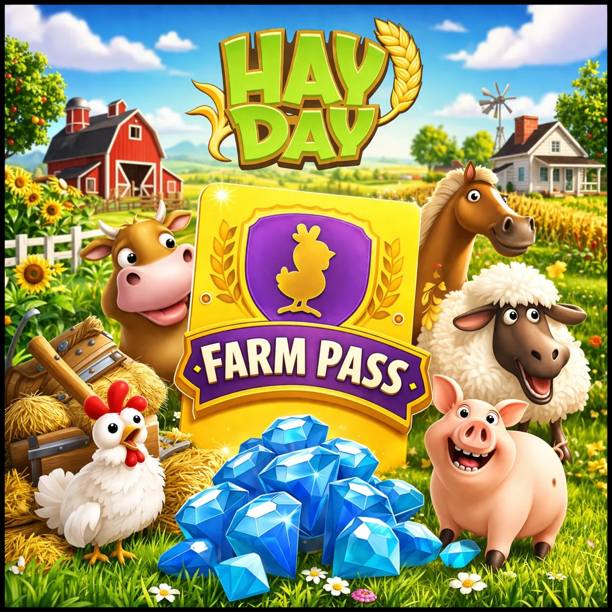 HAY DAY АЛМАЗЫ FARM PASS МОНЕТЫ БЫСТРАЯ ДОСТАВКА