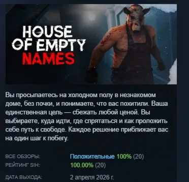 House of Empty Names АВТОДОСТАВКА STEAM РОССИЯ