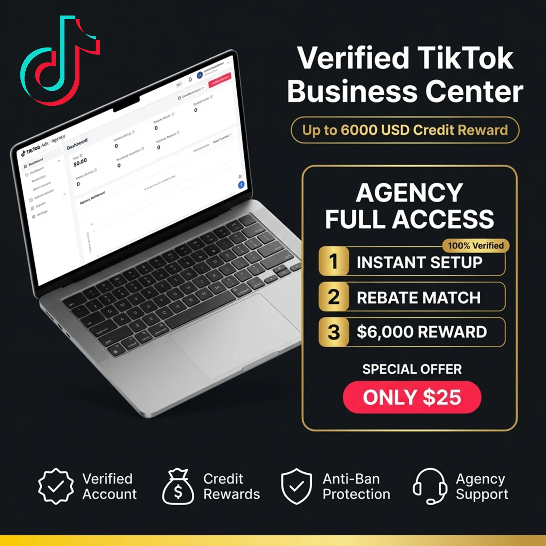Verified TikTok Business Center | Earn Up to $6000 Ad Credit | Agency Access Verified