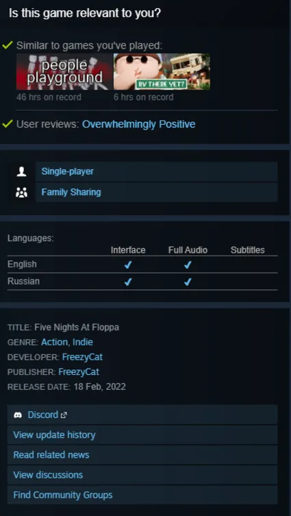 STEAM KEY - Five Nights At Floppa - [РФ + REGION FREE/GLOBAL] - Автодоставка