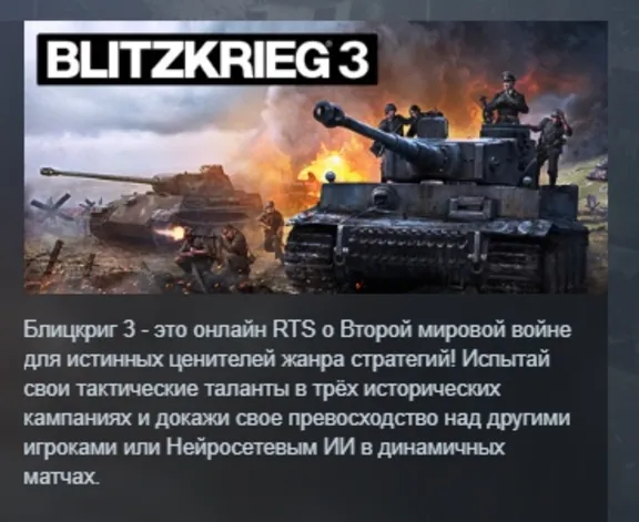 Blitzkrieg 3 Standard Edition АВТОДОСТАВКА STEAM РОССИЯ