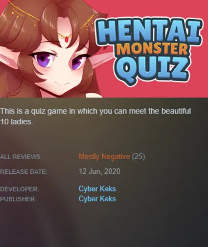 STEAM KEY - Hentai Monster Quiz (18+) - [РФ + REGION FREE/GLOBAL] - Автодоставка
