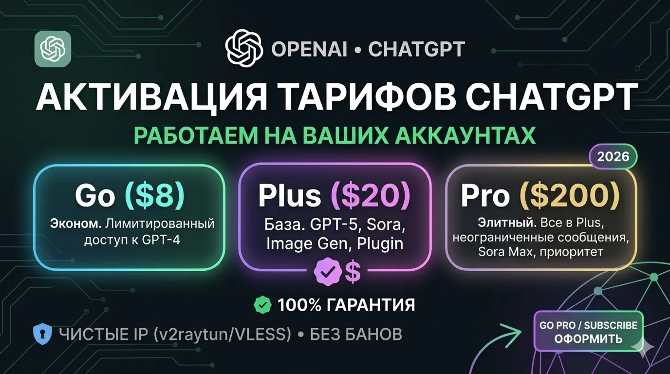 ChatGPT PLUS / PRO / GO 🚀 Активация на ваш аккаунт