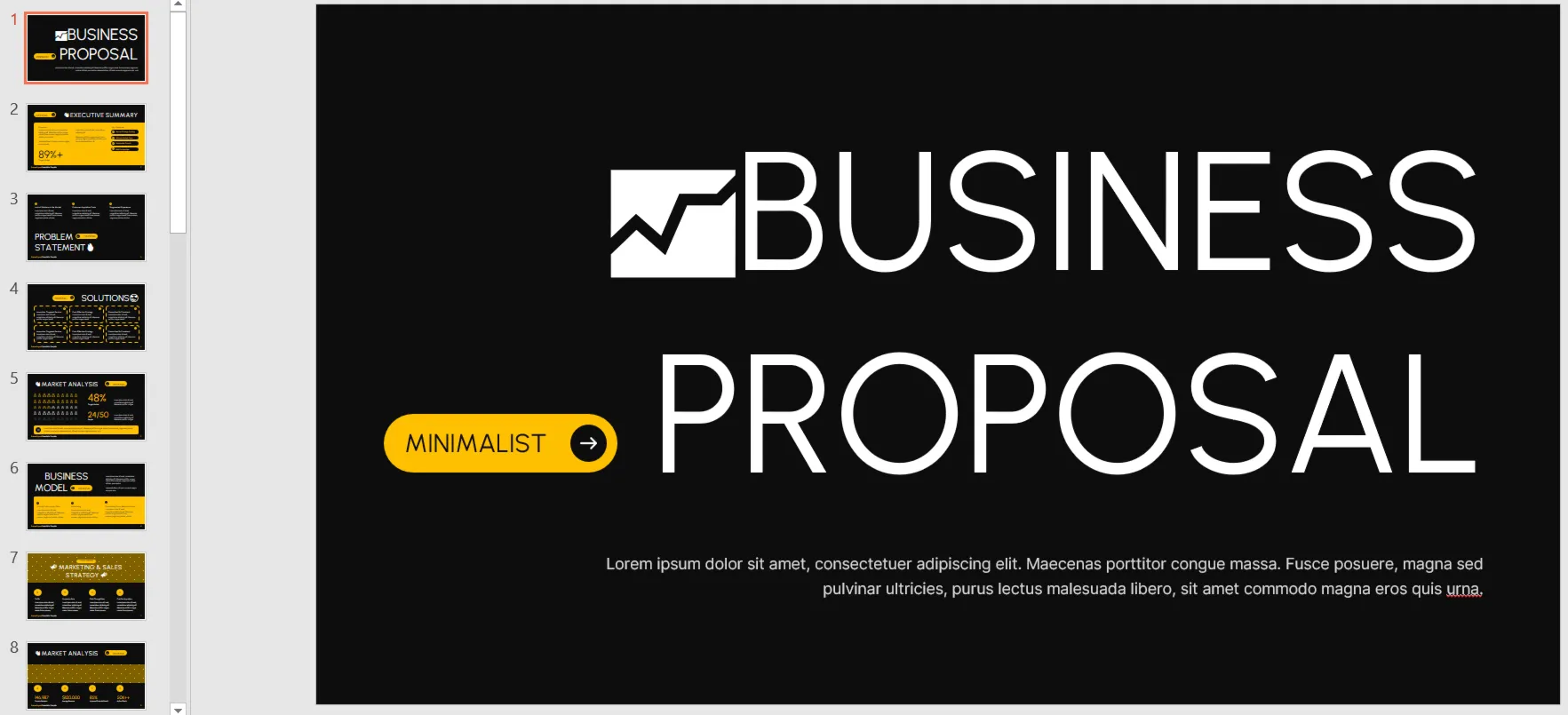 🟡 Premium PowerPoint Template «Business Proposal» | Black + Yellow | 22+ Slides