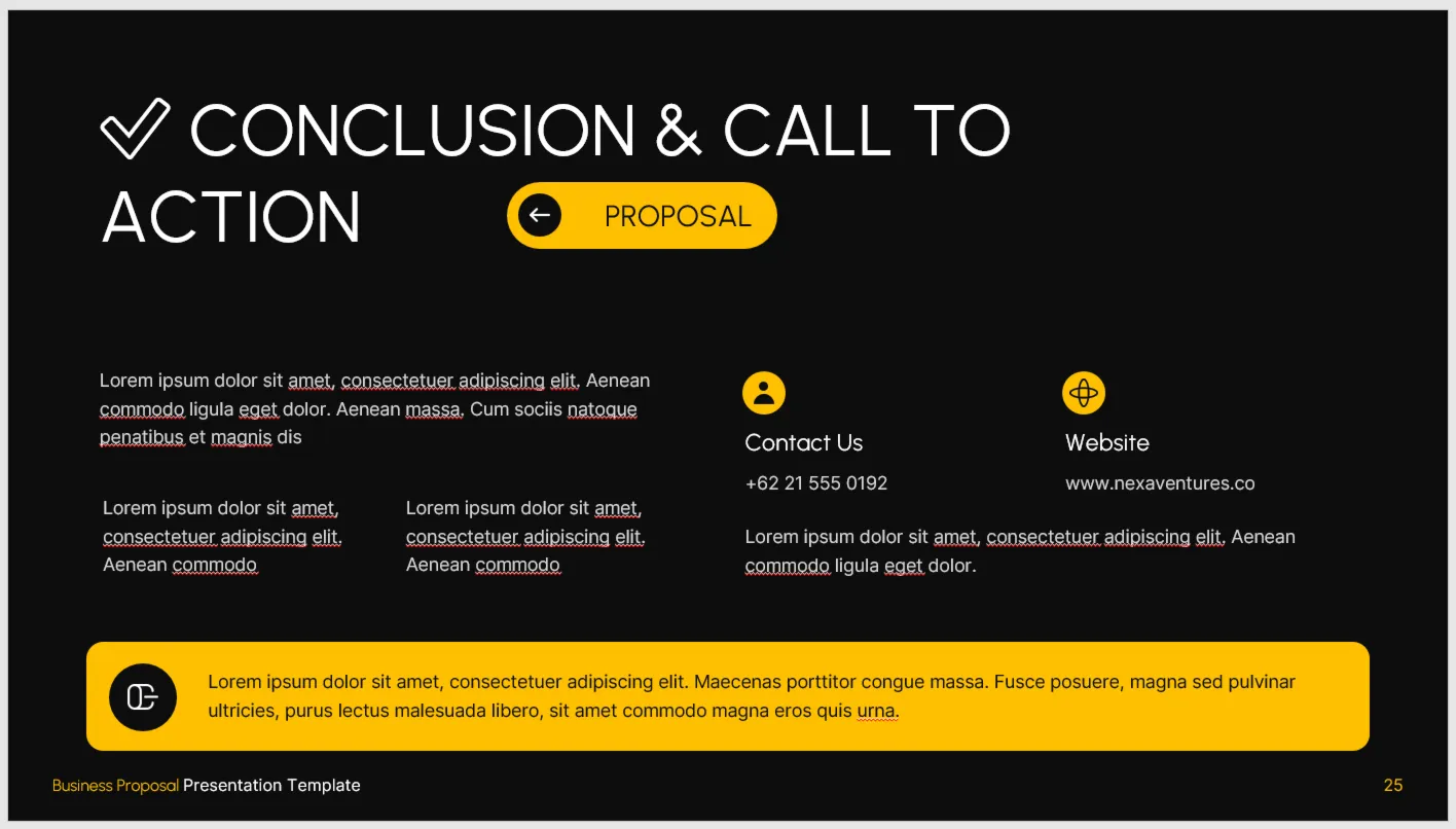 🟡 Premium PowerPoint Template «Business Proposal» | Black + Yellow | 22+ Slides