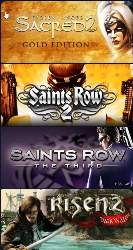 SACRED 2: GOLD EDITION + SAINTS ROW 2 + SAINTS ROW: THE THIRD + RISEN 2: DARK WATERS