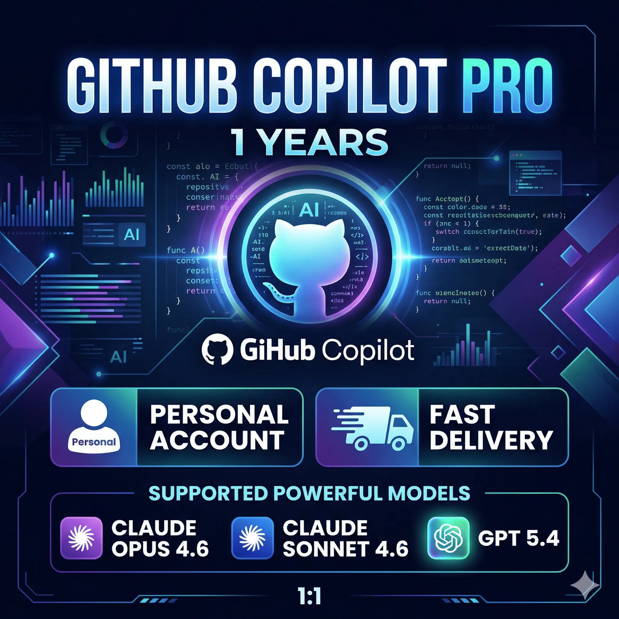 GitHub Copilot Pro на 1 год | Личный аккаунт | Преподаватели