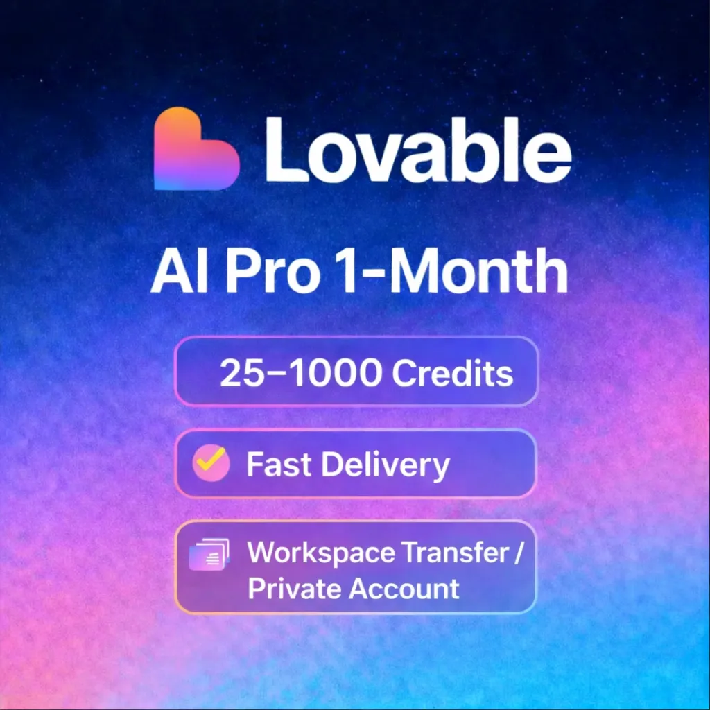 Lovable AI Pro 1–Month | 25–1000 Credits | Fast Delivery