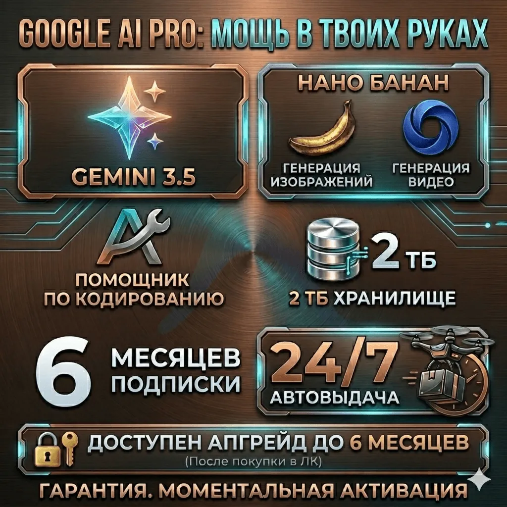 Gemini 3.1 Pro | 2 ТБ памяти | Nano BANANA 2.0 | 6 месяцев | ВАШ аккаунт | БЕЗ ПАРОЛ