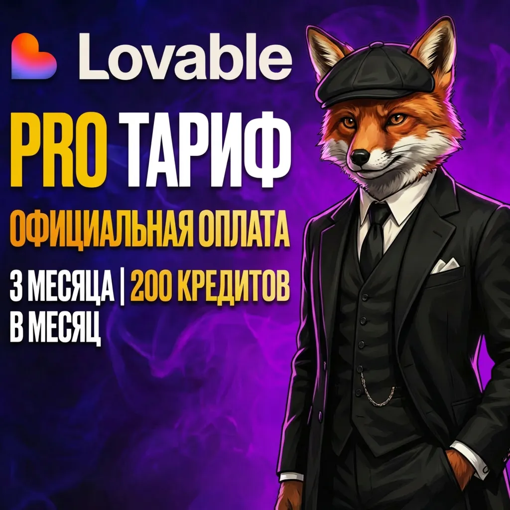 Lovable AI Pro (3 месяца) на вашем аккаунте — 200 кредитов в месяц