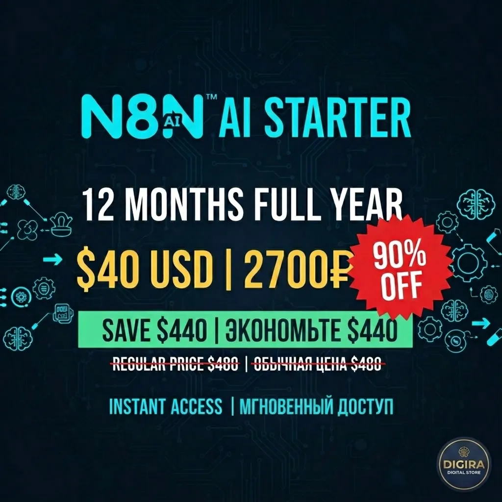 n8n Starter Plan 1 Год | 2500 Выполнений/Мес, Безлимит Workflows, 400+ Apps
