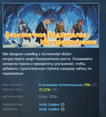 Бесконечное Подземелье: Idle-приключение АВТОДОСТАВКА STEAM РОССИЯ