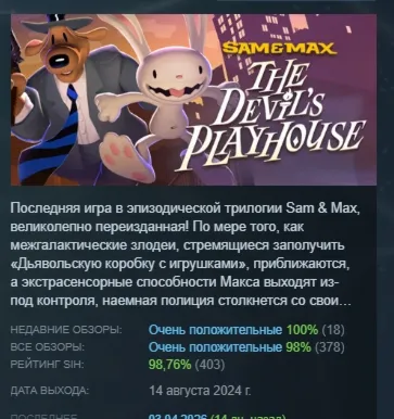Sam & Max: The Devil's Playhouse АВТОДОСТАВКА STEAM РОССИЯ